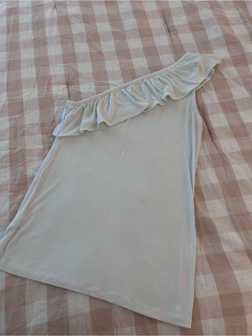 LOFT One-Shoulder Ruffle White Top